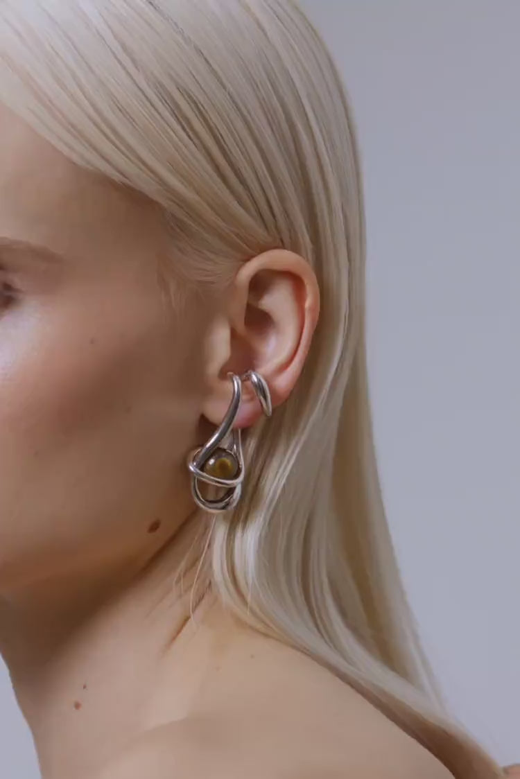 Ear Cuff mit Tigerauge in Silber