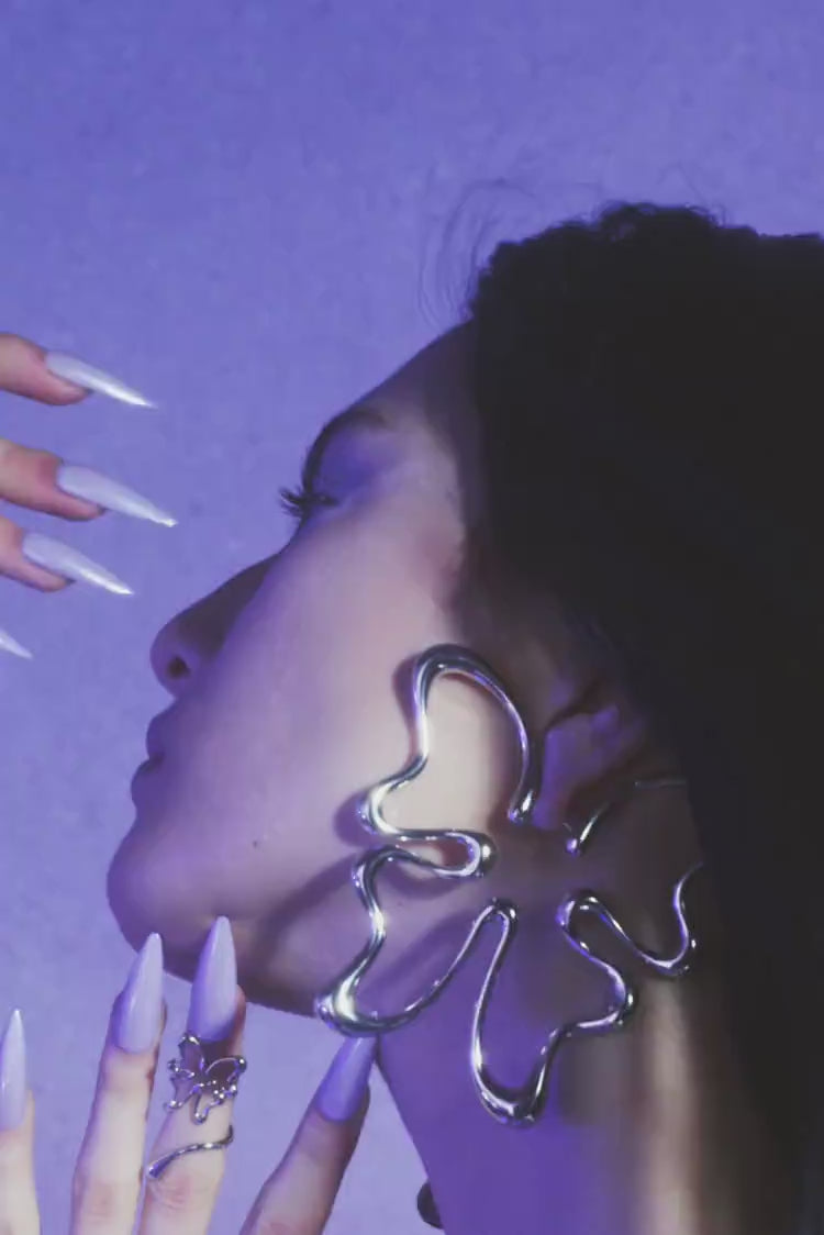 Large Silver Butterfly Earring