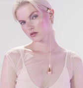 Gold plated  ear cuff with rose quartz