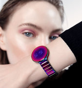 Purple digital touchscreen watch