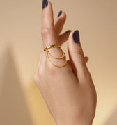 18K gold flow chain ring