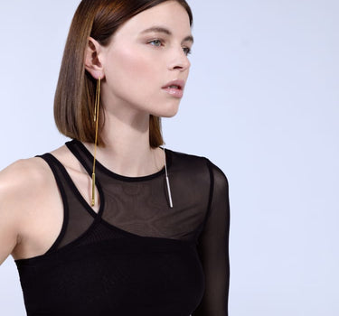 Gold elongated earrings