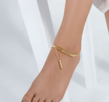 Anklet with chain in 18K gold finish