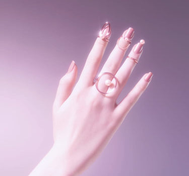 Rose Gold Nail Ring with Chain