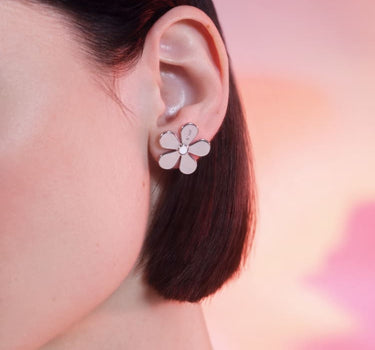 daisy stud earrings in silver