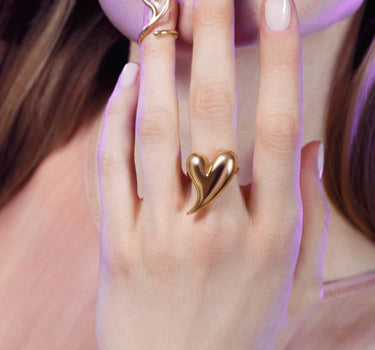 heart shaped love ring in gold