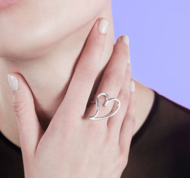 love open heart ring in silver