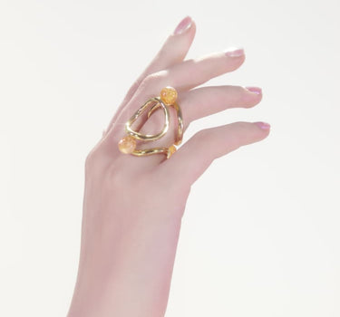 Gold plated ring with yellow quartz