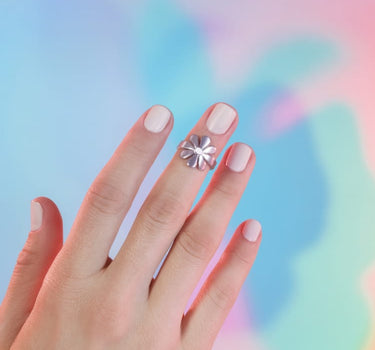 flower midi ring in silver