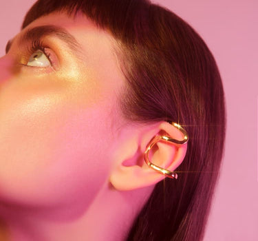 Asymmetric gold ear cuff